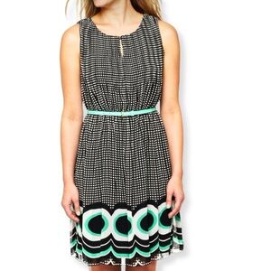 WORTHINGTON Sleeveless Sheer Dress Geometric Design Black Lining Womens SZ 12P